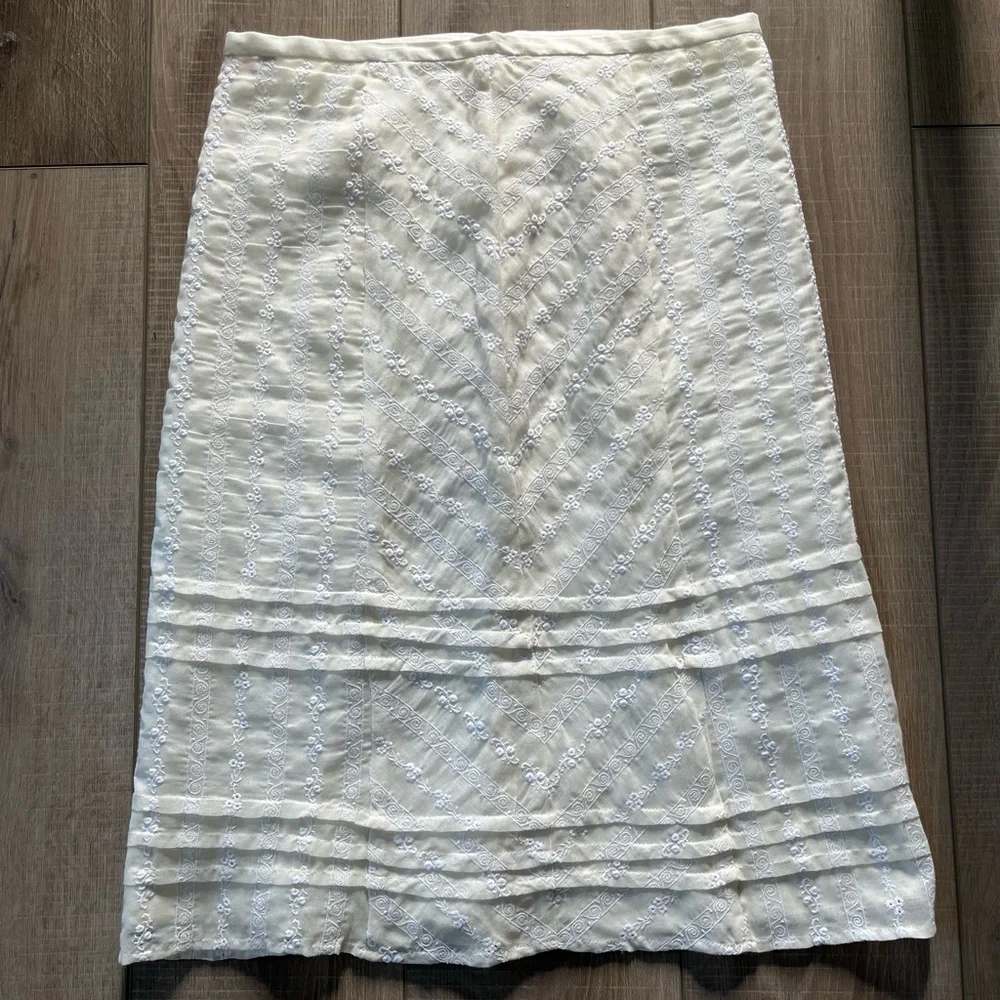 NWOT ANTHROPOLOGIE Beth Bowley ivory eyelet skirt